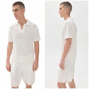 ASOS Designs Men’s Open Knit Camp Collar Shirt Size L